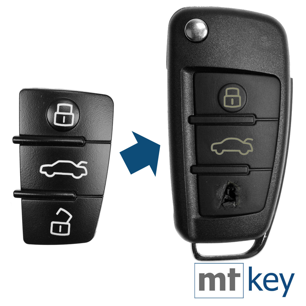 Auto Klapp Schlüssel Funk Fernbedienung Repair Reparatur Set 2X 3 Tasten Tastenfeld + 2X Mikrotaster kompatibel mit Audi