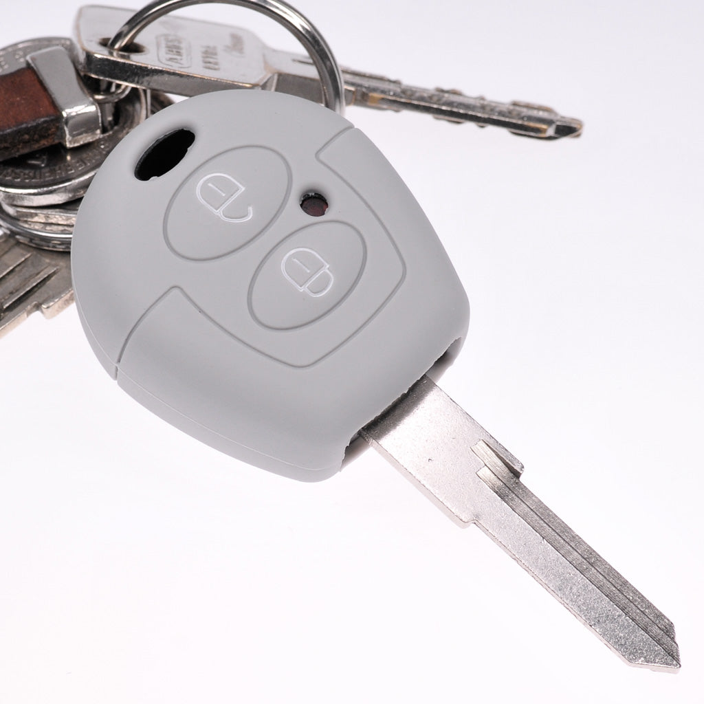 2x Auto Schlüssel Silikon Schutz Hülle Grau kompatibel mit VW SEAT Skoda T4 Fox Sharan Polo Cordoba 2 Tasten Funk Fernbedienung
