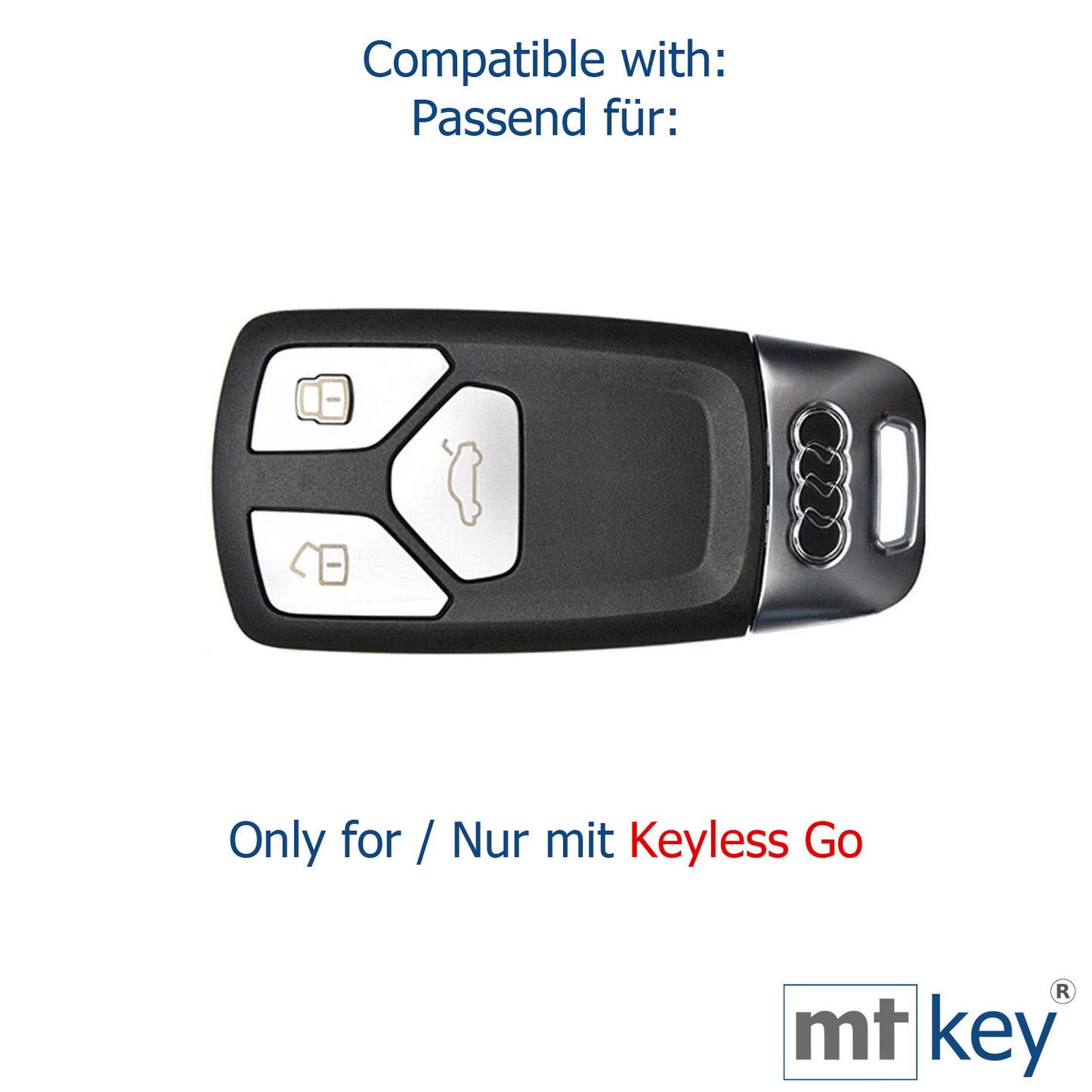 Auto Schlüssel Silikon Schutz Hülle + Schlüsselband im Wabe Design Grau Kompatibel mit Audi A4 A5 A6 A7 TT Q2 Q5 Q7 A8 Q8 3 Tasten KEYLESS SMARTKEY