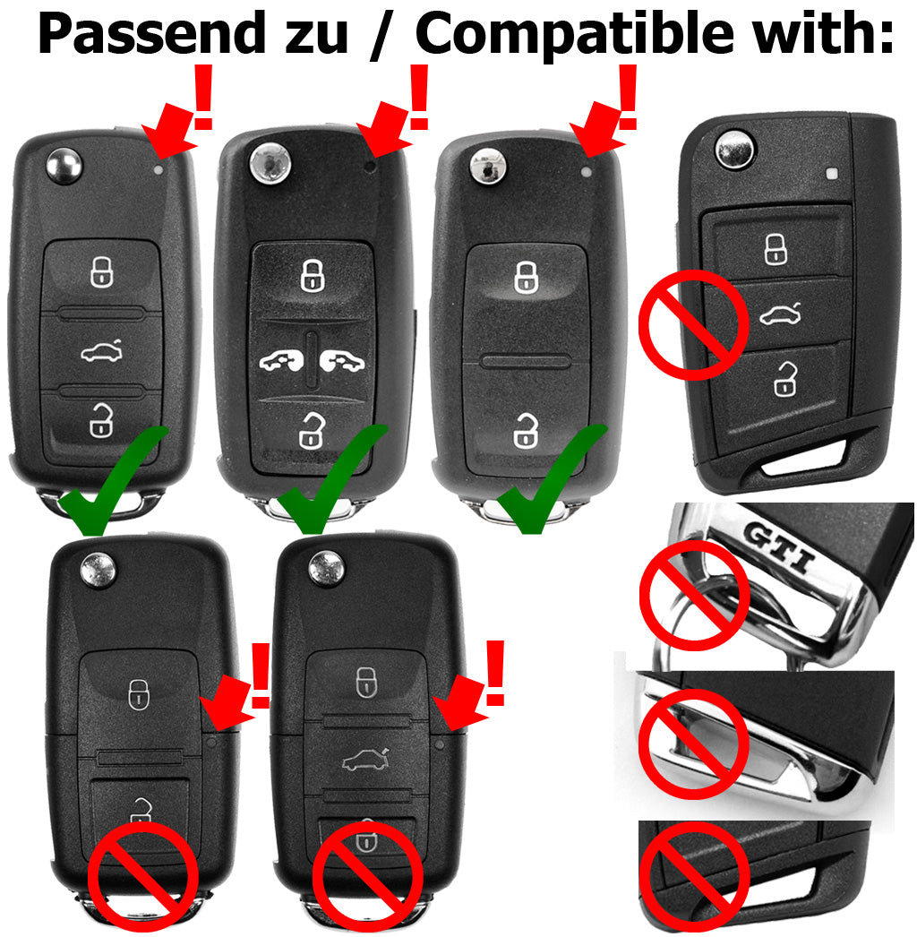 Auto Schlüssel Kunststoff Hülle ABS Plastik Schutz Cover Blau kompatibel mit VW UP Golf Polo Seat Ibiza Skoda Octavia Yeti ab 2009 Klappschlüssel
