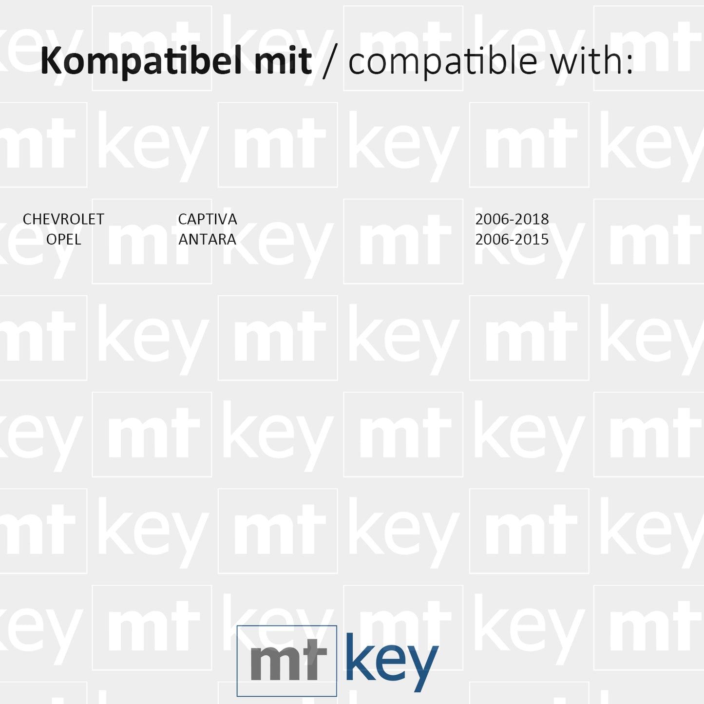 MT-KEY 3 Tasten Funk Schlüssel Fernbedienung 434MHZ kompatibel mit Chevrolet Captiva 06-18 Opel Antara 06-15 433MHZ Autoschlüssel