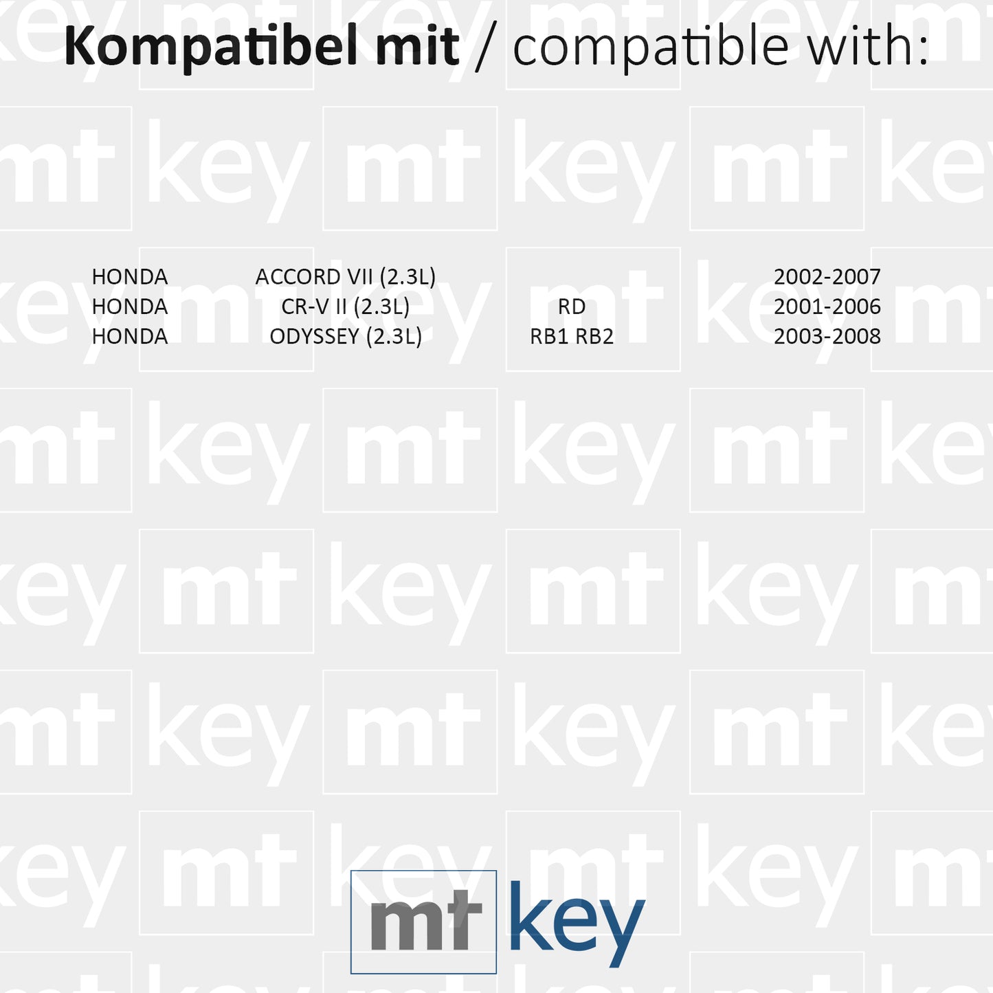 MT-KEY 3 Tasten Funk Schlüssel 434MHZ kompatibel mit Honda Accord VII 2.3L 02-07 CR-V II RD 2.3L 01-06 Odyssey 2.3L 03-08 Autoschlüssel