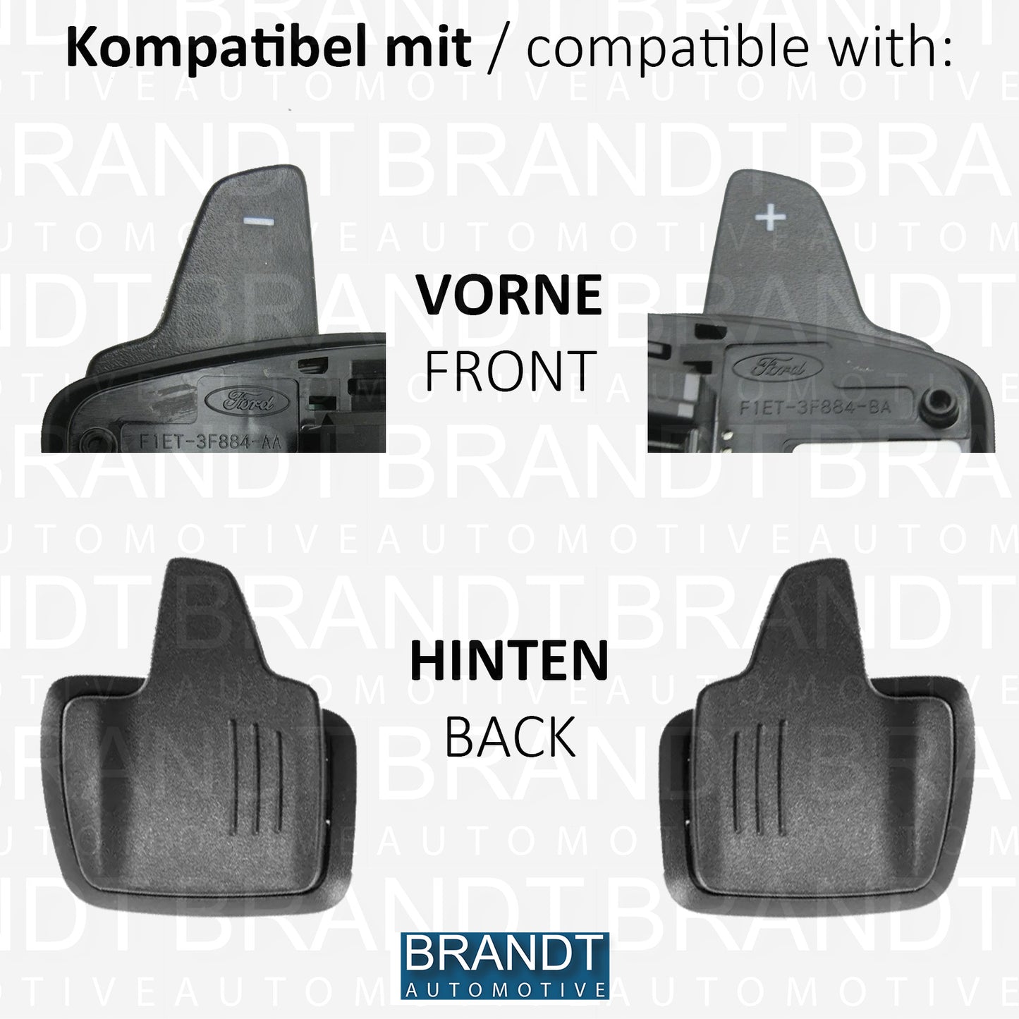 BRANDT Schaltwippen ALU ROT kompatibel mit FORD FOCUS III IV 15-26 EcoSport 15-22 Schaltpaddel Paddel Aufsatz Drucktaster Wippenschalter