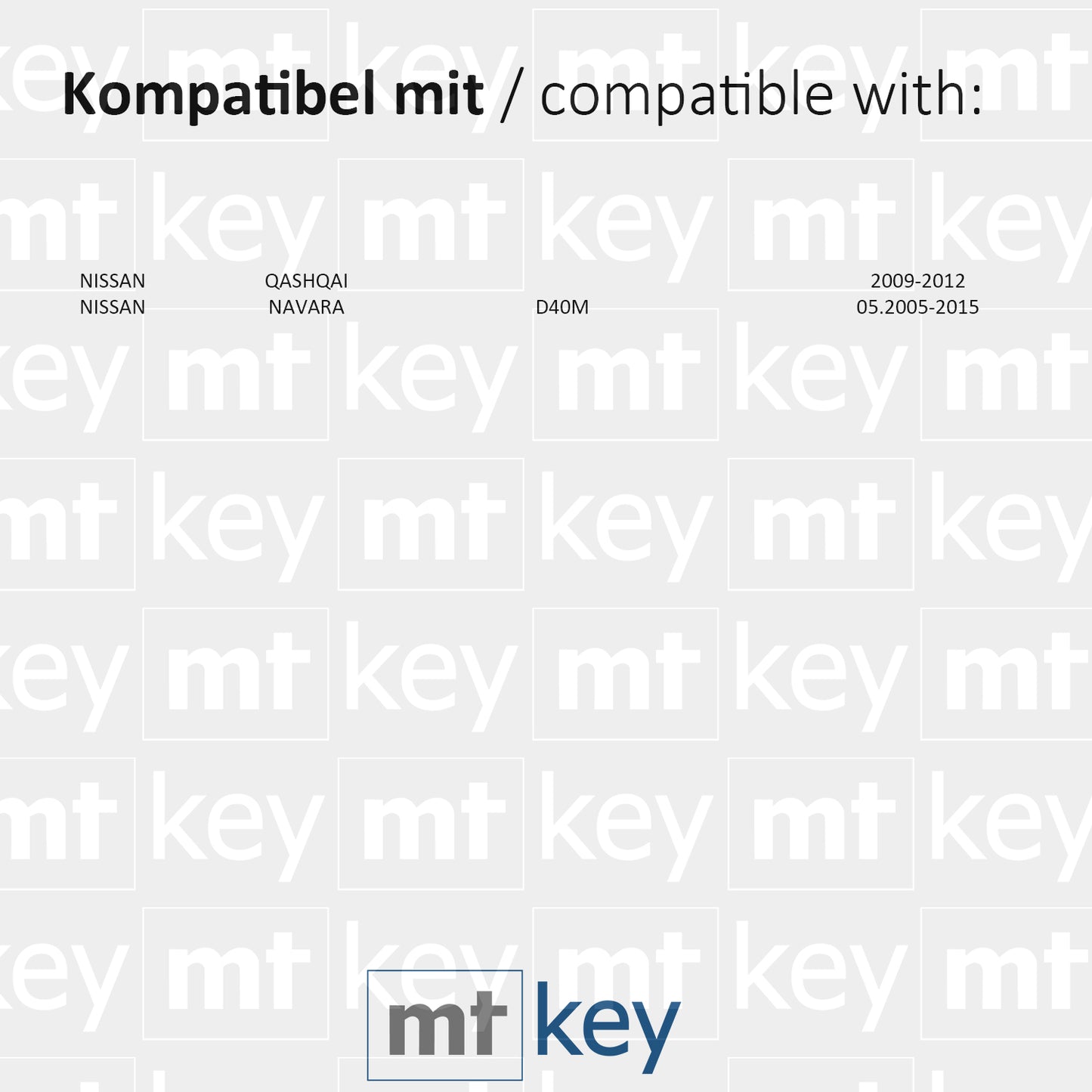 MT-KEY 2 Tasten Fernbedienung FSK Funk Schlüssel 434MHZ kompatibel mit Nissan Qashqai 09-12 Navara D40M 05-15 433,92MHZ Autoschlüssel