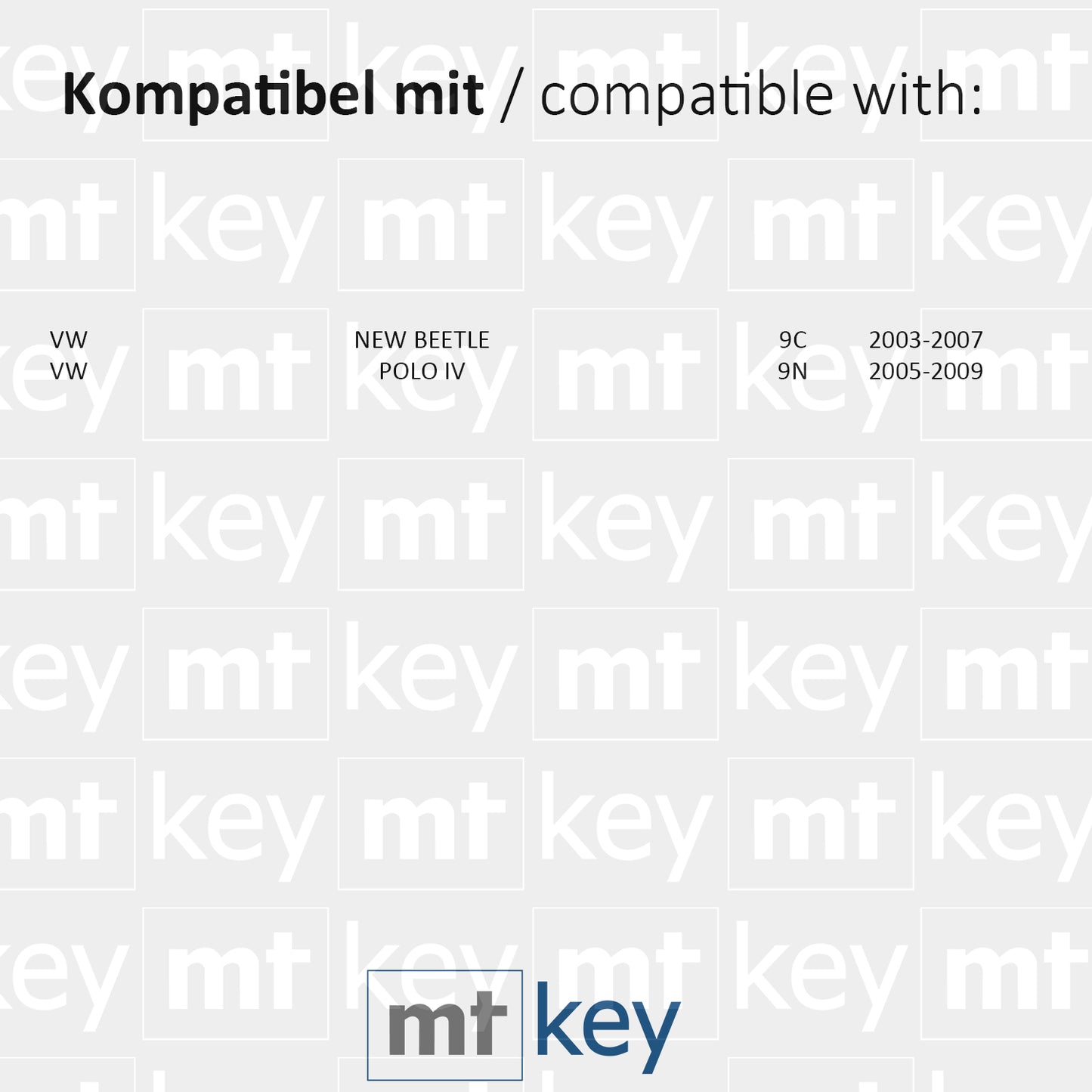 MT-KEY Funk Schlüssel 434MHZ ID48 CAN Autoschlüssel kompatibel mit VW New Beetle 9C 03-07 Polo IV 9N 05-09 1J0959753DA Fernbedienung