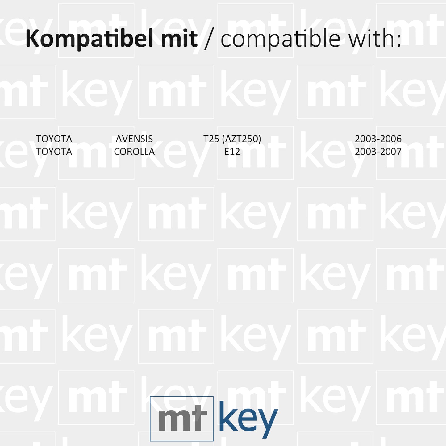 MT-KEY Funk Schlüssel TOY43 434MHZ ID70 kompatibel mit Toyota Avensis T25 03-06 Corolla E12 03-07 3 Tasten 433MHZ Autoschlüssel