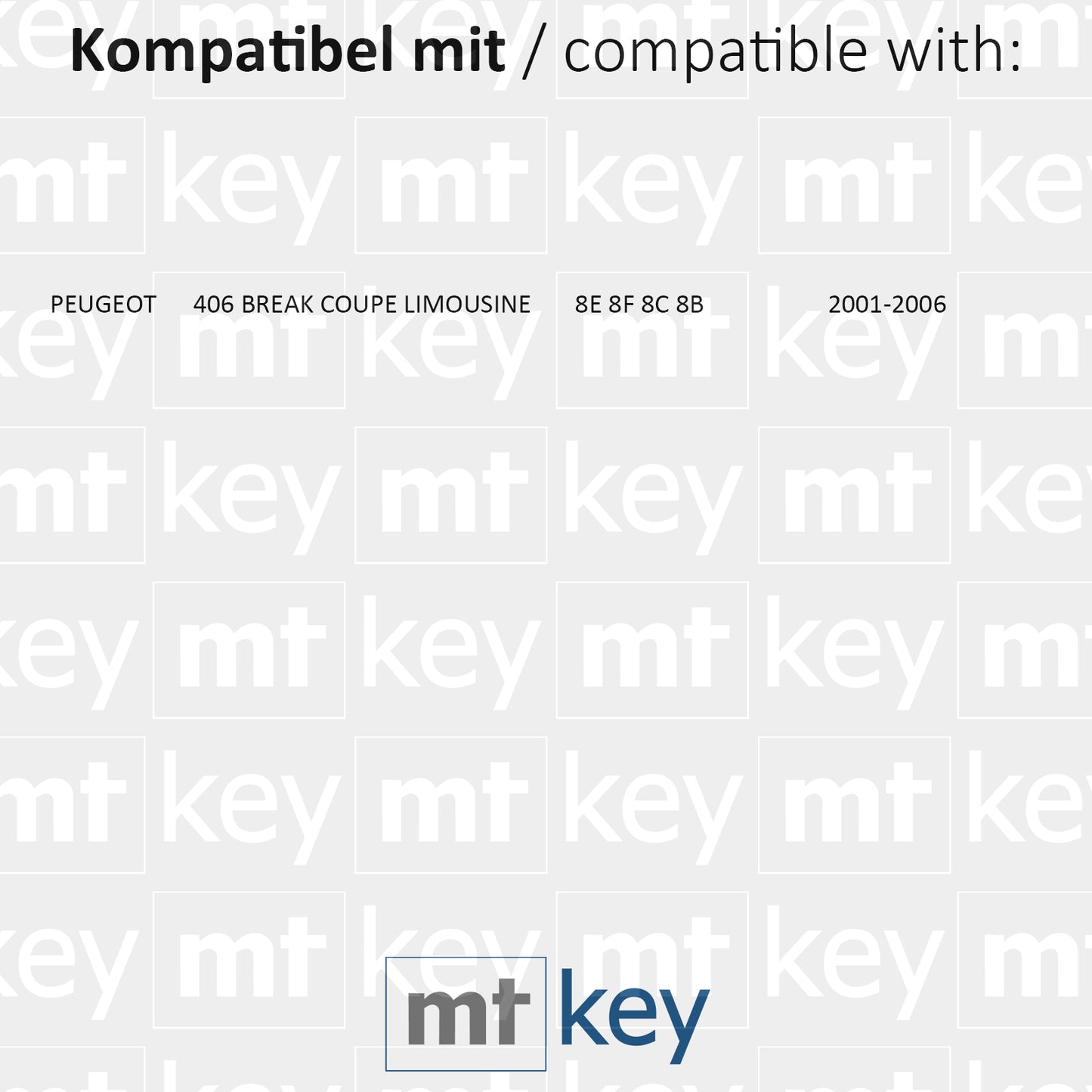 MT-KEY Funk Schlüssel NE78 434MHZ PCF7961 ASK kompatibel mit Peugeot 406 Break Coupe Limousine 8E 8F 8C 8B 2001-2006 433MHZ Funk Fernbedienung