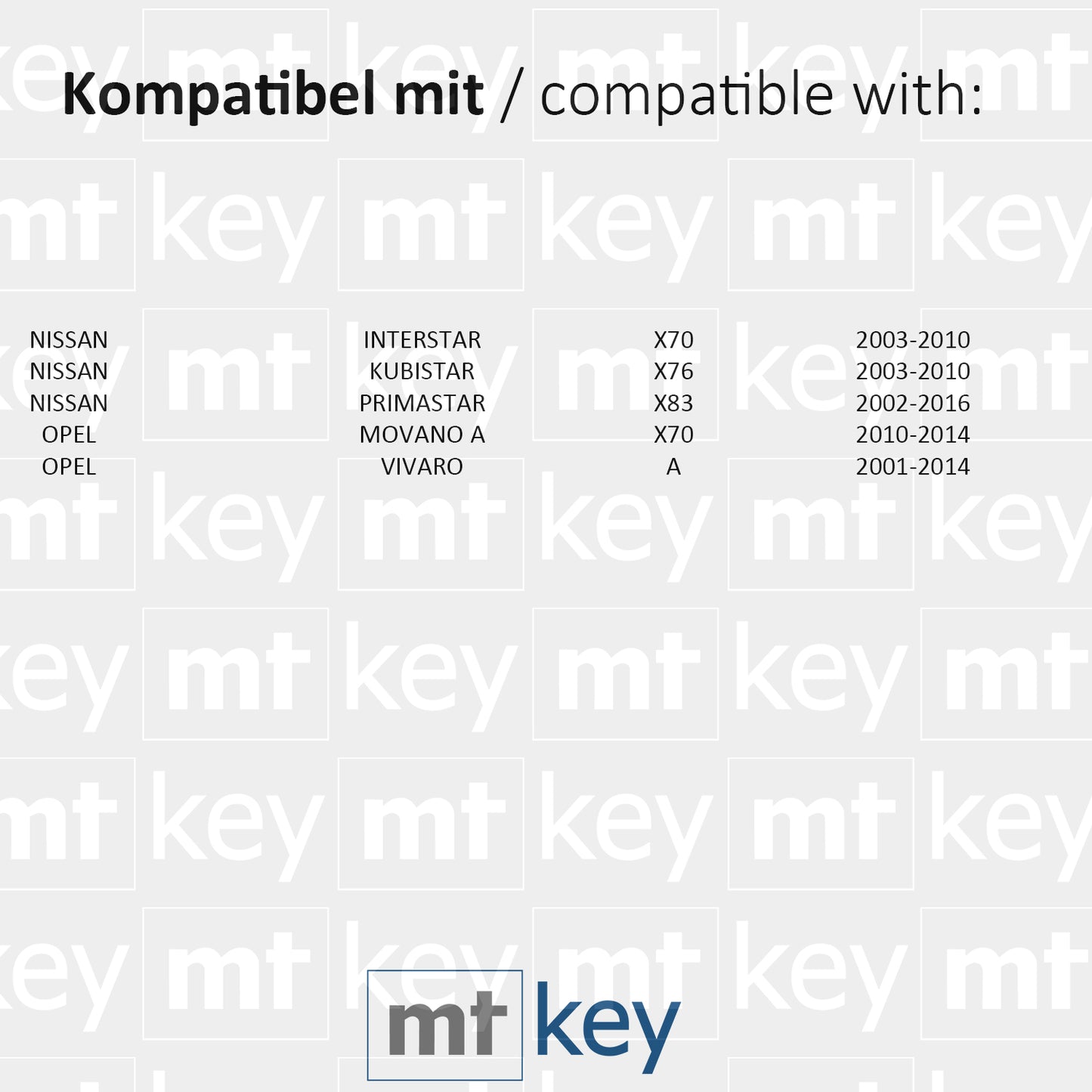 MT-KEY Funk Schlüssel 434MHZ Fernbedienung VAC102 kompatibel mit Opel Movano A Vivaro A Nissan Interstar X70 Kubistar X76 Primastar X83 Autoschlüssel