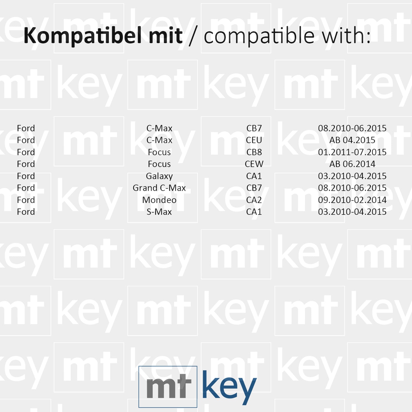 MT-KEY Funk Schlüssel ID63 HU101 kompatibel mit Ford S-Max CA1 Mondeo CA2 (Grand) C-Max CB7 CEU Focus CB8 CEW Galaxy CA1 433MHZ Autoschlüssel