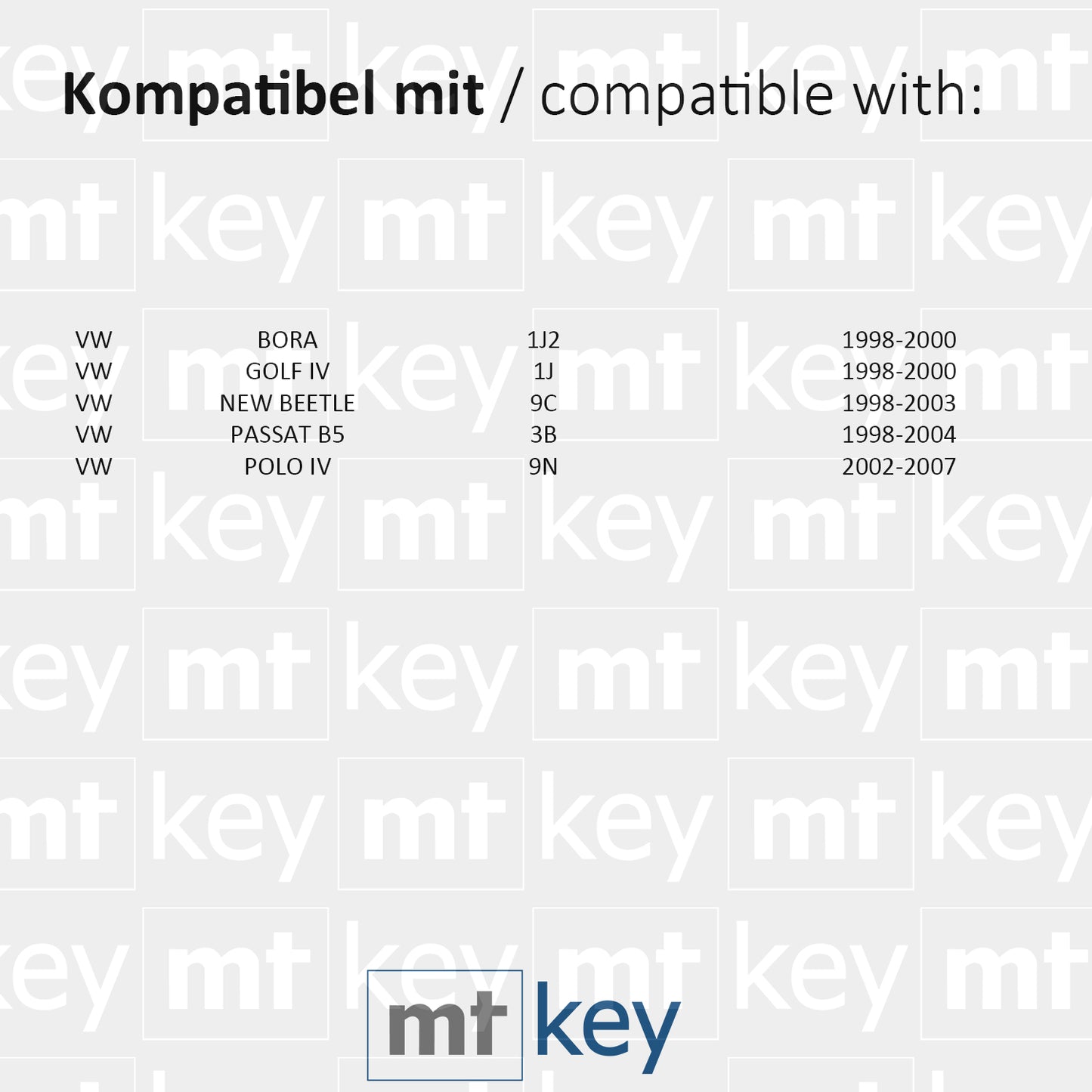 MT-KEY Funk Schlüssel Fernbedienung Sender 434MHZ kompatibel mit VW Beetle 9C Passat B5 Golf IV Bora 1 J Polo 9N 433MHZ 1J0959753B Klappschlüssel