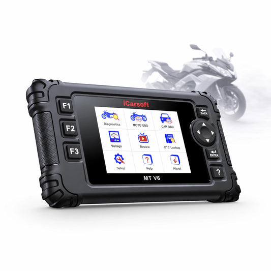 iCarsoft OBD2 Diagnosegerät Scanner MT V6 kompatibel mit HYOSUNG Motorräder inkl. Adapter & kostenlose Updates
