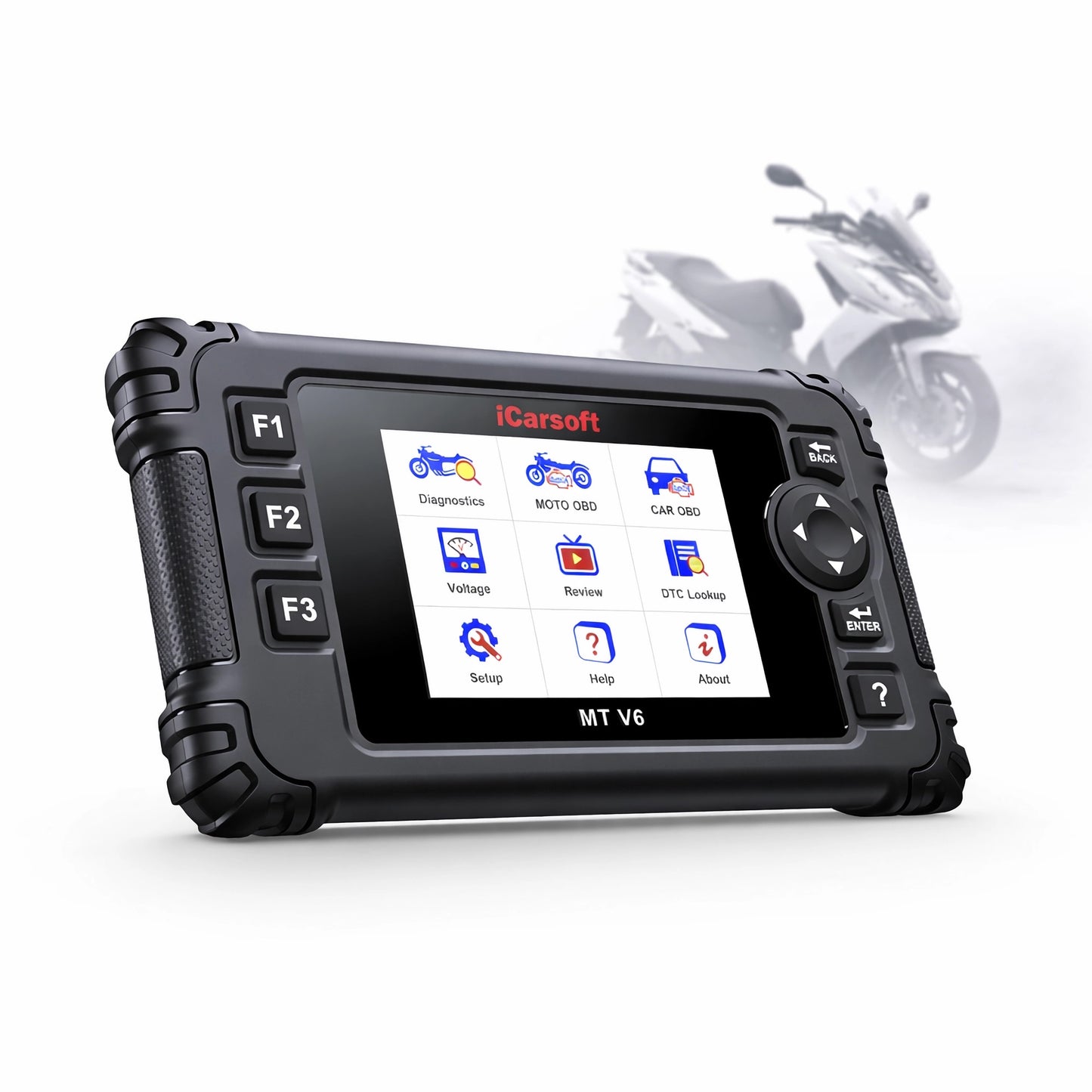 iCarsoft OBD2 Diagnosegerät Scanner MT V6 kompatibel mit PEUGEOT Motor Roller inkl. Adapter & kostenlose Updates