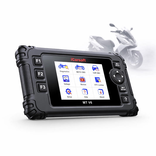 iCarsoft OBD2 Diagnosegerät Scanner MT V6 kompatibel mit PEUGEOT Motor Roller inkl. Adapter & kostenlose Updates