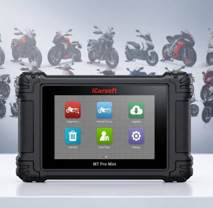 iCarsoft MT PRO Mini OBD2 UNIVERSAL Diagnosegerät kompatibel mit 20+ Motorrad Motor Roller ATV Marken inkl. aller Adapter & kostenlose Updates