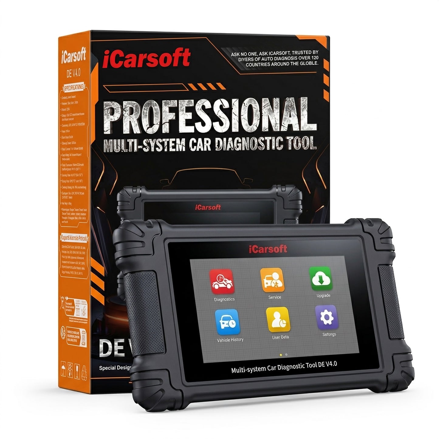 iCarsoft DE V4.0 OBD2 Diagnosegerät kompatibel mit BMW Mercedes VW Audi Porsche Opel – Profi-Scanner mit CAN-FD, DoIP, Service-Reset inkl. Updates