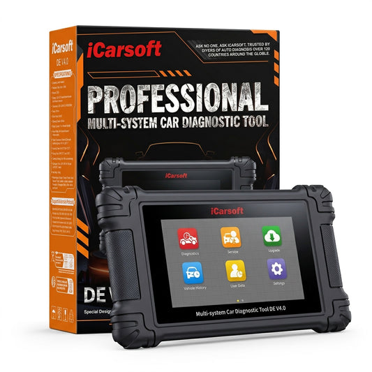 iCarsoft DE V4.0 OBD2 Diagnosegerät kompatibel mit BMW Mercedes VW Audi Porsche Opel – Profi-Scanner mit CAN-FD, DoIP, Service-Reset inkl. Updates