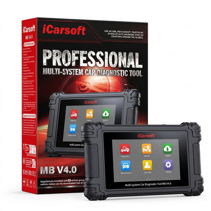 iCarsoft MB V4.0 OBD2 Diagnosegerät kompatibel mit Mercedes Benz Smart Sprinter inkl. 2 weitere Marken GRATIS, CAN-FD, Service-Reset inkl. Updates