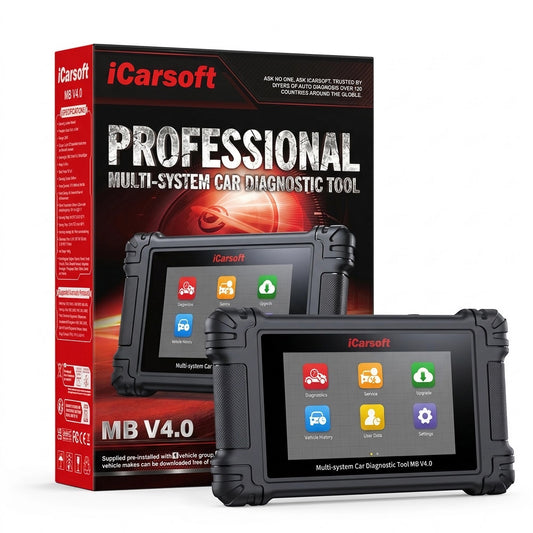 iCarsoft MB V4.0 OBD2 Diagnosegerät kompatibel mit Mercedes Benz Smart Sprinter inkl. 2 weitere Marken GRATIS, CAN-FD, Service-Reset inkl. Updates