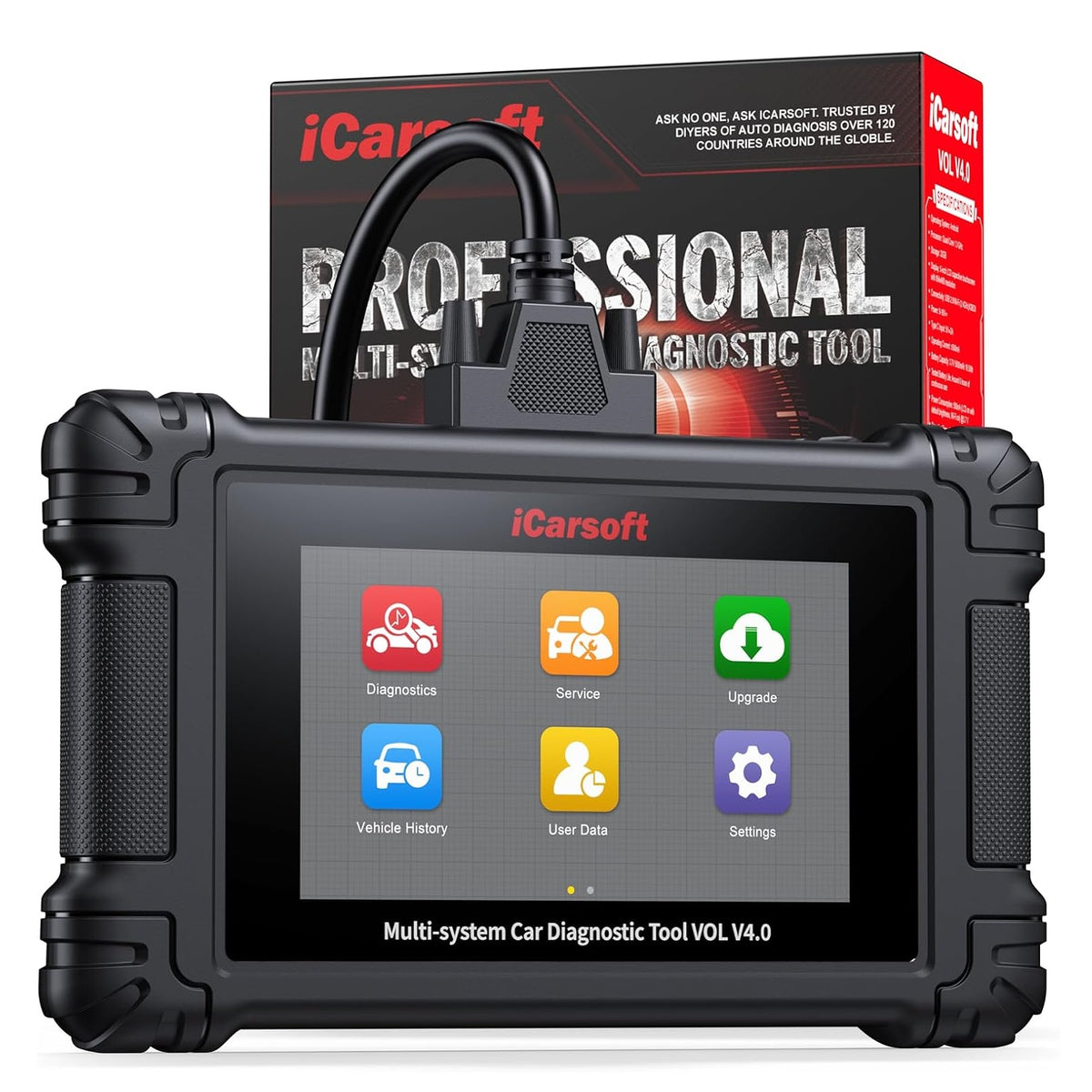 iCarsoft VOL V4.0 OBD2 Diagnosegerät für Volvo Saab inkl. 2 weitere Marken GRATIS, CAN-FD, 30 Servicefunktionen inkl. Updates