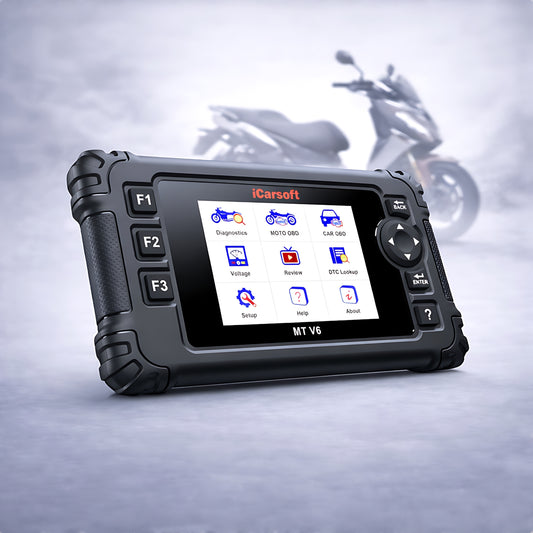 OBD2 Diagnosegerät Scanner iCarsoft MT V6 kompatibel mit GILERA Motorräder inkl. Adapter & kostenlose Updates