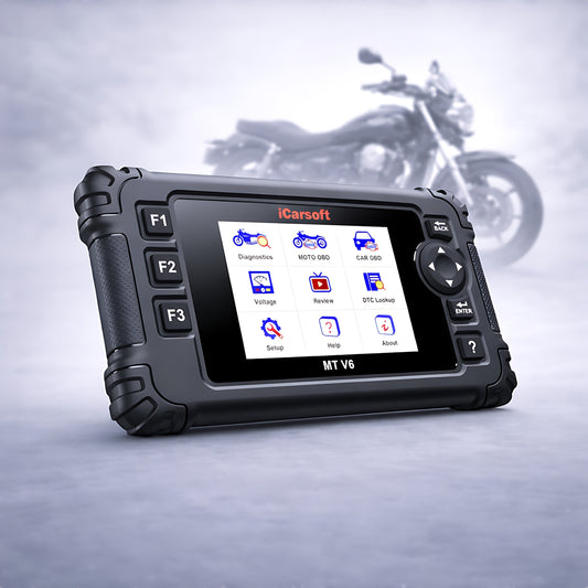 OBD2 Diagnosegerät Scanner iCarsoft MT V6 kompatibel mit MOTO GUZZI Motorräder inkl. Adapter & kostenlose Updates