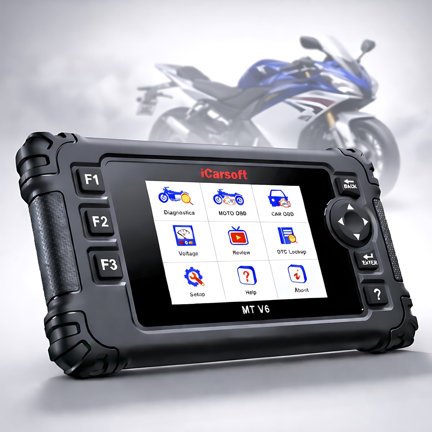 OBD2 Diagnosegerät Scanner iCarsoft MT V6 kompatibel mit Yamaha Motorräder inkl. Adapter & kostenlose Updates