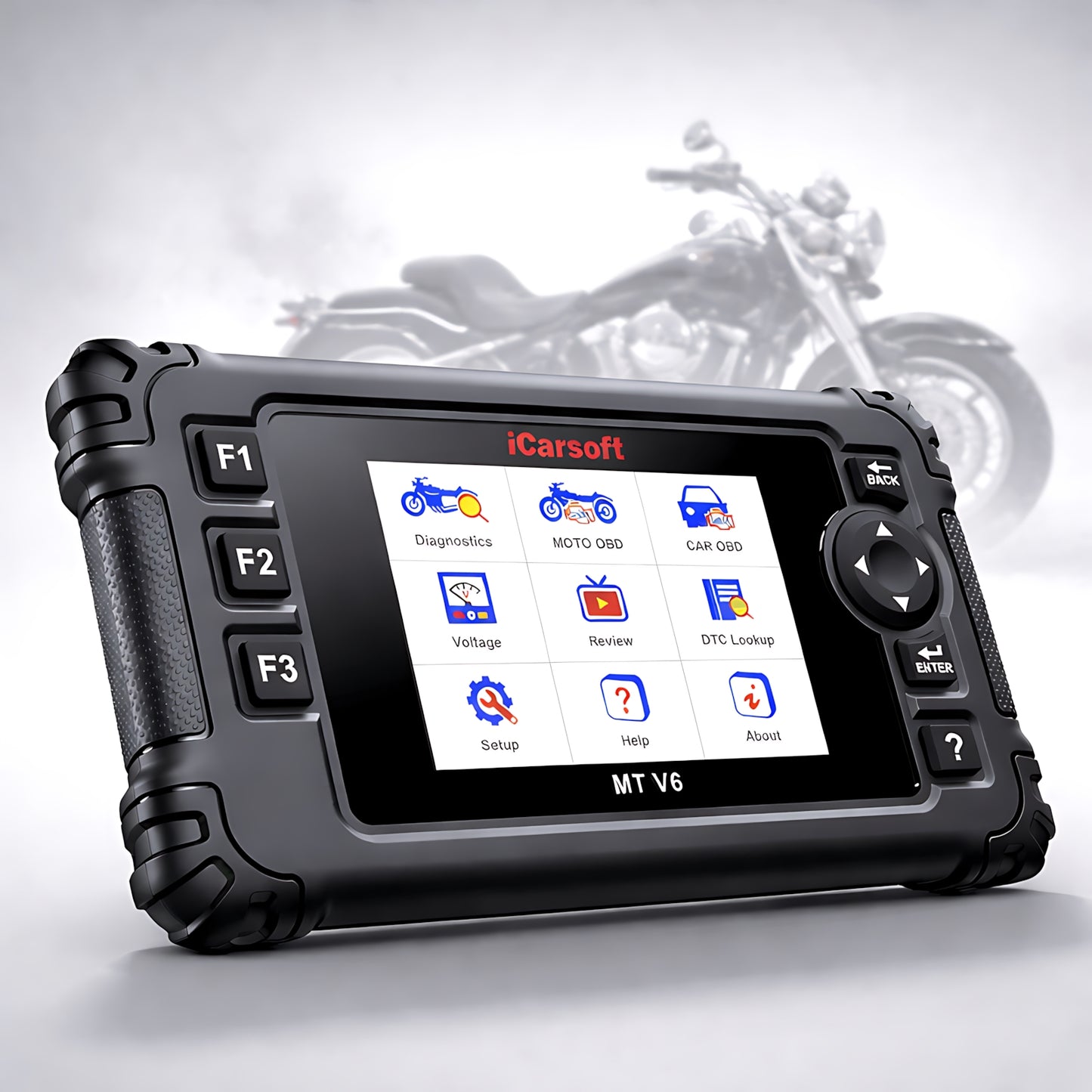 OBD2 Diagnosegerät Scanner iCarsoft MT V6 kompatibel mit Harley Motorräder inkl. Adapter & kostenlose Updates