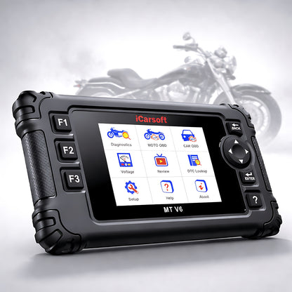 OBD2 Diagnosegerät Scanner iCarsoft MT V6 kompatibel mit Harley Motorräder inkl. Adapter & kostenlose Updates