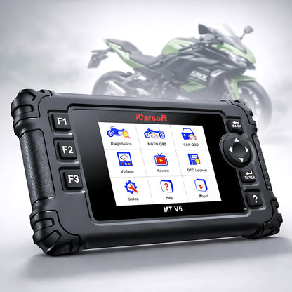 OBD2 Diagnosegerät Scanner iCarsoft MT V6 kompatibel mit Kawasaki Motorräder inkl. Adapter & kostenlose Updates