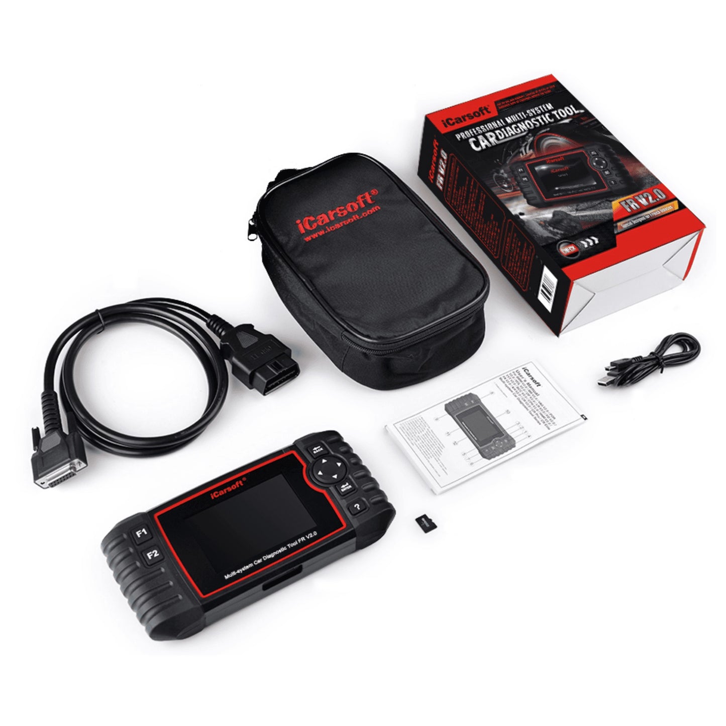 iCARSOFT OBD2 DIAGNOSEGERÄT SCANNER FR V 2.0 kompatibel mit Citroen Peugeot Renault Dacia inkl. kostenlose Updates