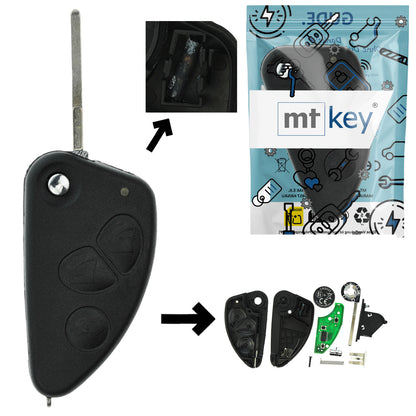 Funk Schlüssel Klappschlüssel 434MHZ ASK +Transponder ID48 +Rohling SIP22 3 Tasten kompatibel mit Alfa Romeo 147 00-10 156 03-06 GT 03-10 Autoschlüssel