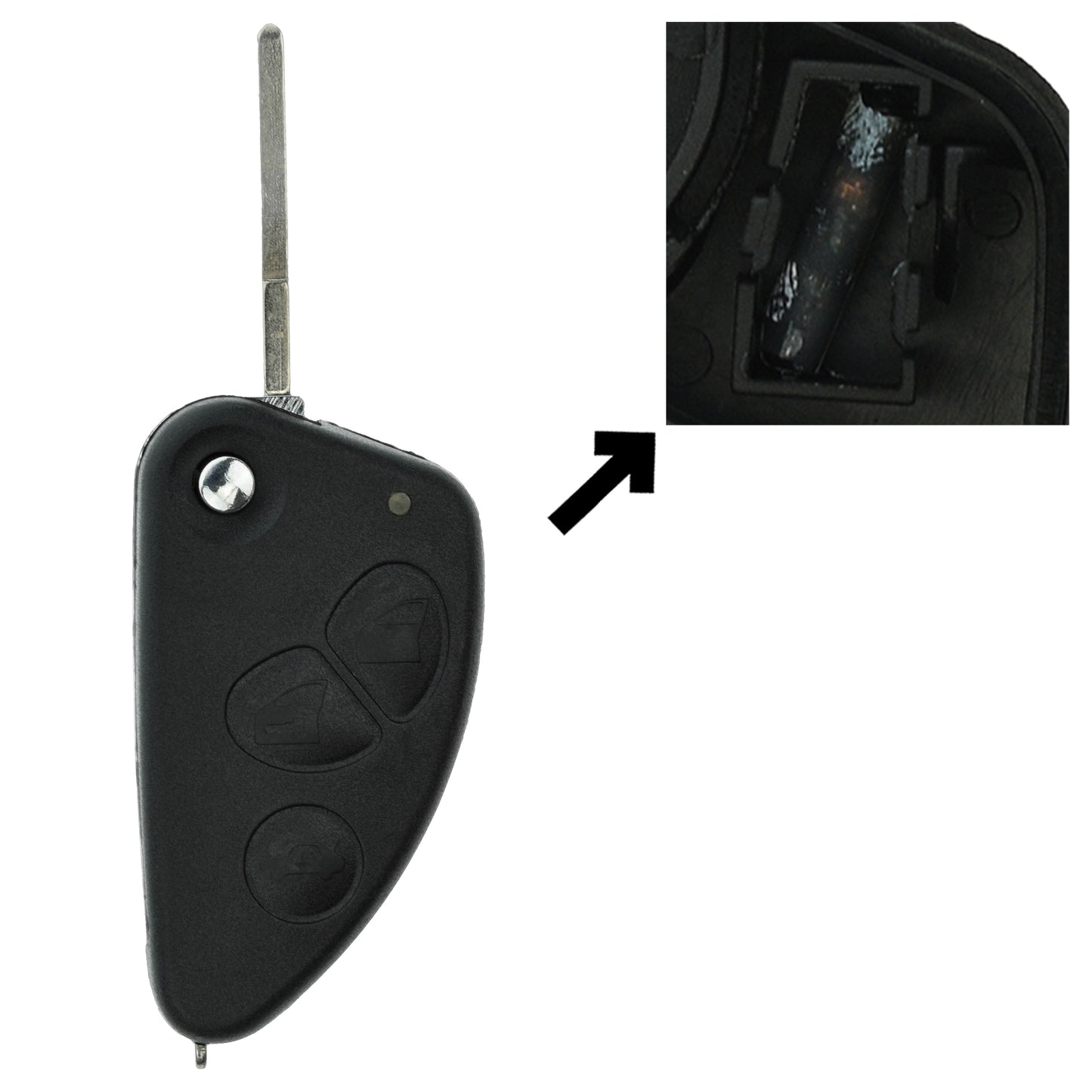 Funk Schlüssel Klappschlüssel 434MHZ ASK +Transponder ID48 +Rohling SIP22 3 Tasten kompatibel mit Alfa Romeo 147 00-10 156 03-06 GT 03-10 Autoschlüssel