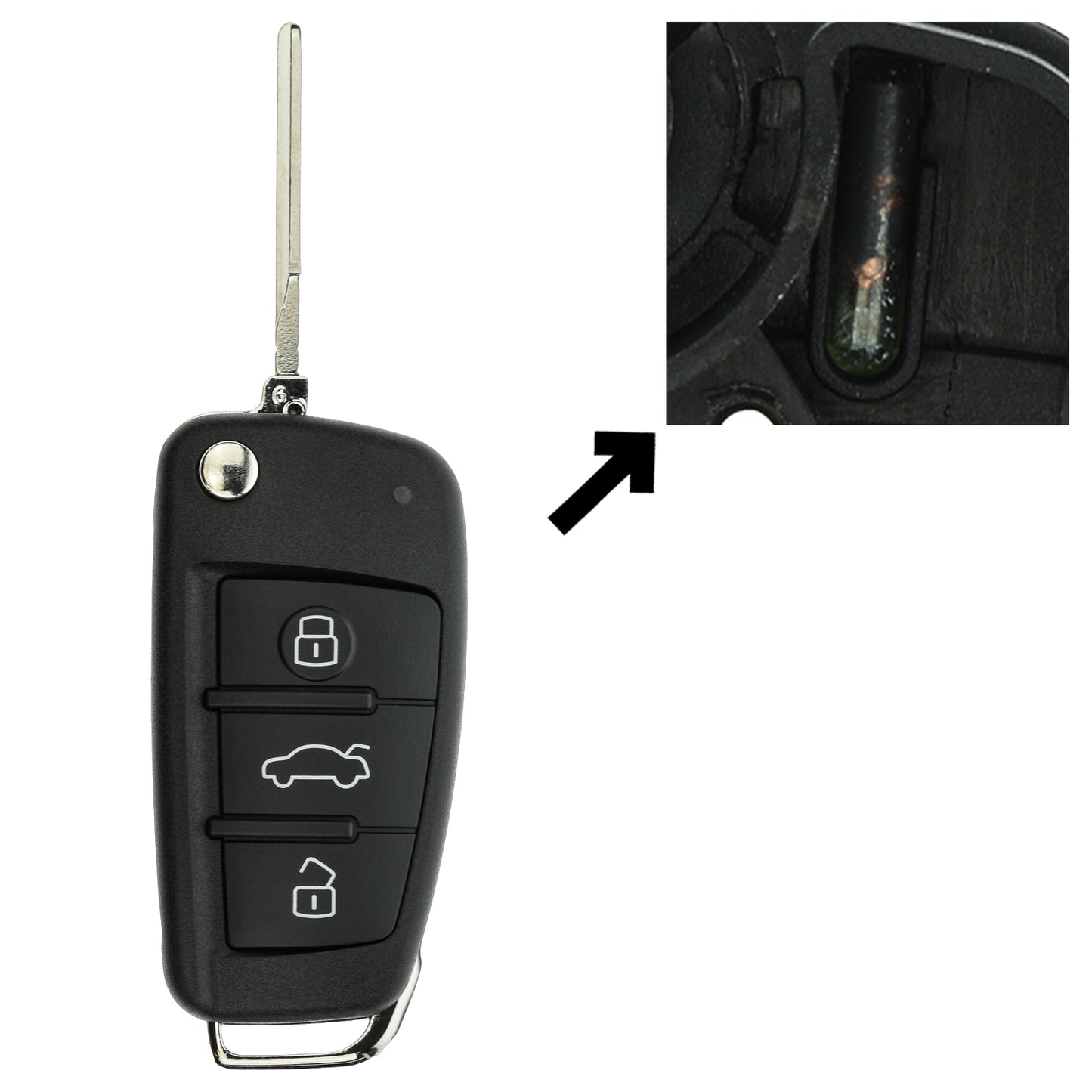 Funk Schlüssel Klappschlüssel 434MHZ ASK +Transponder ID48 +Rohling HU66 3 Tasten kompatibel mit Seat Exeo Audi A4 S4 RS4 B7 8E 04-09 Autoschlüssel