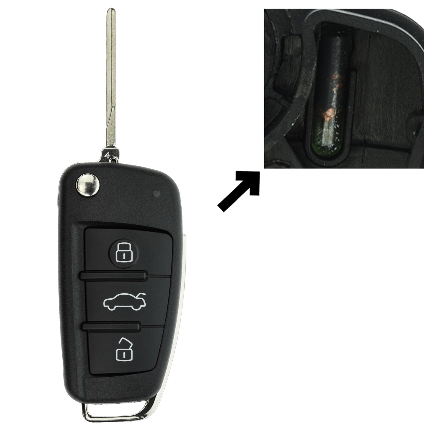 Funk Schlüssel Klappschlüssel 434MHZ ASK +Transponder ID48 MQB +Rohling HU66 3 Tasten kompatibel mit Audi A1 S1 8X Q3 8U 10-17 A3 S3 8V 12-20 Autoschlüssel