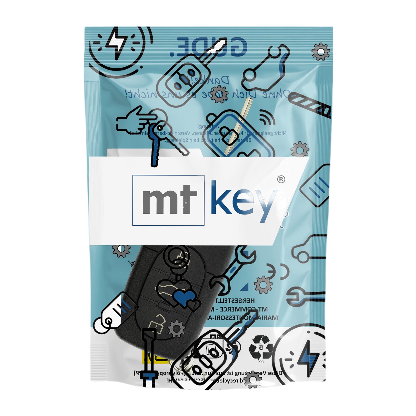 Funk Schlüssel Klappschlüssel 434MHZ ASK +Transponder ID48 +Rohling HU66 3 Tasten kompatibel mit Audi A2 A4 8E B6 00-04 8H Cabrio Autoschlüssel