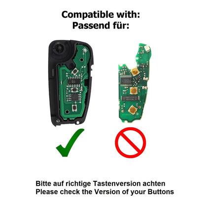 Auto Schlüssel Tasten Set 2X Tastenfeld 3 Tasten kompatibel mit Audi Klappschlüssel A1 8X A3 8P 8V A4 B7 A6 C6 TT 8J Q3 8U Q7 4L