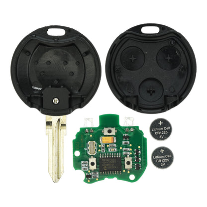 Funk Schlüssel IR Transmitter Sender Infrarot Fernbedienung 434MHZ ASK +Transponder +Rohling YM23 3 Tasten kompatibel mit Smart 450 ForTwo 98-04 IR Infrarot Autoschlüssel