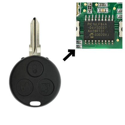 Funk Schlüssel IR Transmitter Sender Infrarot Fernbedienung 434MHZ ASK +Transponder +Rohling YM23 3 Tasten kompatibel mit Smart 450 ForTwo 98-04 IR Infrarot Autoschlüssel