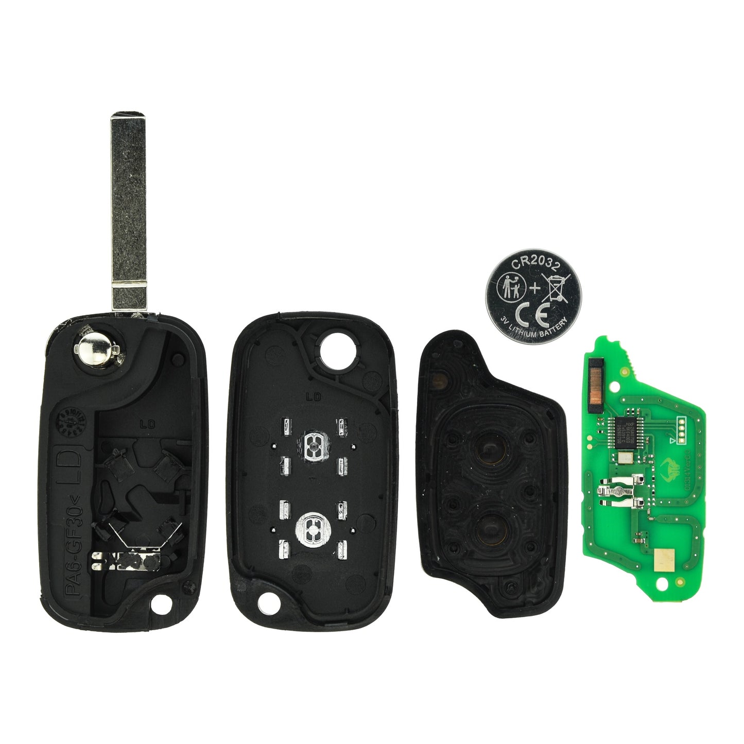 Funk Schlüssel Klappschlüssel 434MHZ ASK +Transponder ID46 PCF7961 +Rohling VA2 VA6 2 Tasten kompatibel mit Mercedes Citan C415 Renault Modus Twingo II Kangoo W Clio III Master III Autoschlüssel