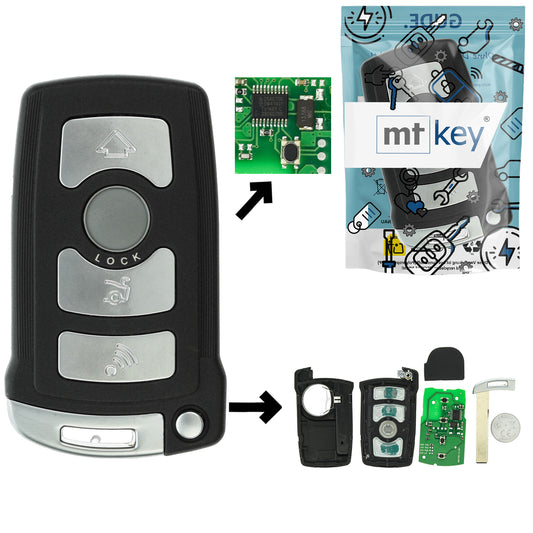 Funk Schlüssel Smartkey 868MHZ FSK +Transponder ID46 PCF7942 +Rohling HU92 R 5 (4 + Panik) Tasten kompatibel mit BMW 7er E65 E66 E67 E68 02-08 Autoschlüssel