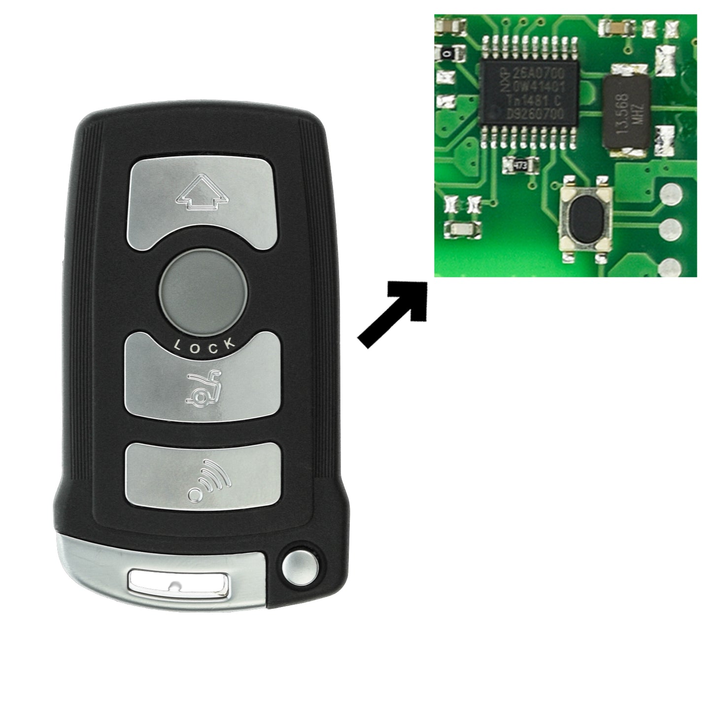 Funk Schlüssel Smartkey 868MHZ FSK +Transponder ID46 PCF7942 +Rohling HU92 R 5 (4 + Panik) Tasten kompatibel mit BMW 7er E65 E66 E67 E68 02-08 Autoschlüssel