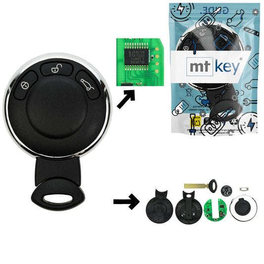 Funk Schlüssel Smartkey 434MHZ +Transponder ID46 PCF7945 +Rohling HU92 R 3 Tasten kompatibel mit MINI R57 Cabrio R55 Clubman R60 Countryman R58 Cooper Coupe R56 Cooper Hatch R61 Paceman