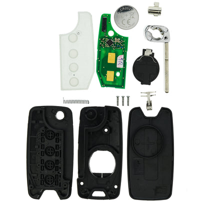 Funk Schlüssel Klappschlüssel 434MHZ FSK +Transponder 4A HiTag AES +Rohling SIP22 4 Tasten kompatibel mit Jeep Wrangler JK Renegade Compass II 2016-2018 Autoschlüssel