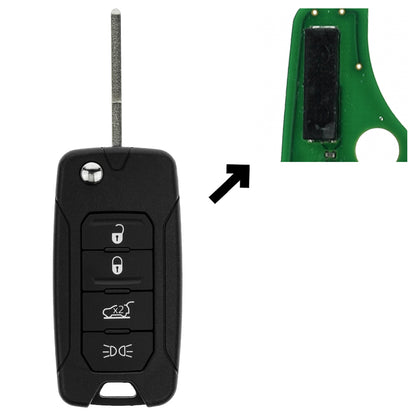 Funk Schlüssel Klappschlüssel 434MHZ FSK +Transponder 4A HiTag AES +Rohling SIP22 4 Tasten kompatibel mit Jeep Wrangler JK Renegade Compass II 2016-2018 Autoschlüssel