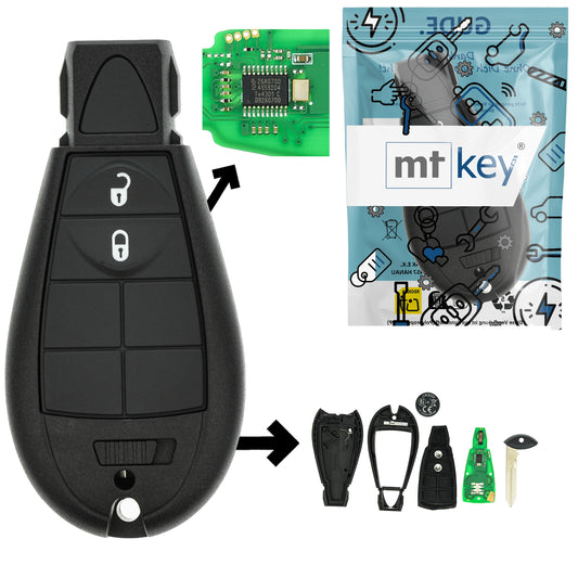 Funk Schlüssel Smartkey 434MHZ ASK +Transponder ID46 PCF7941 +Rohling CY24 2 Tasten kompatibel mit Chrysler 300C 08-10 Voyager RT 08-11 Dodge Journey I RAM IV 09-10 Autoschlüssel