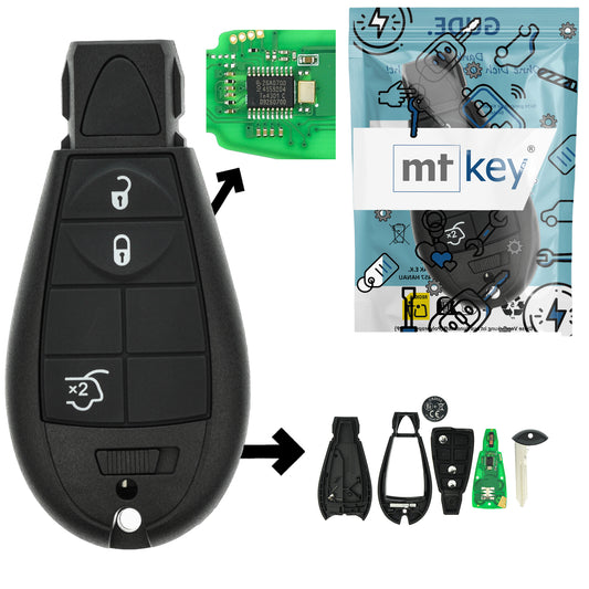 Funk Schlüssel Smartkey 434MHZ ASK +Transponder ID46 PCF7941 +Rohling CY24 3 Tasten kompatibel mit Chrysler 300C 08-10