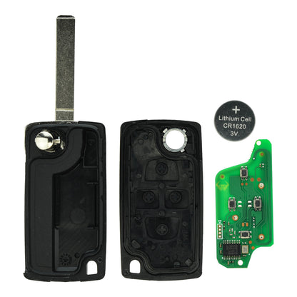 Funk Schlüssel Klappschlüssel 434MHZ ASK +Transponder ID46 PCF7941 +Rohling VA2 / VA6 4 Tasten kompatibel mit Citroen C8 05-14 Peugeot 807 1007 05-14 Autoschlüssel