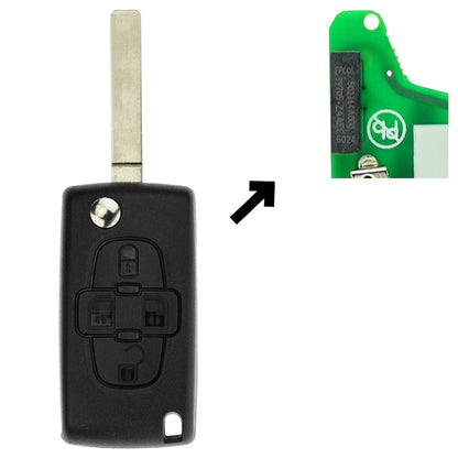 Funk Schlüssel Klappschlüssel 434MHZ ASK +Transponder ID46 PCF7941 +Rohling VA2 / VA6 4 Tasten kompatibel mit Citroen C8 05-14 Peugeot 807 1007 05-14 Autoschlüssel