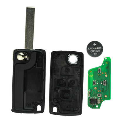 Funk Schlüssel Klappschlüssel 434MHZ ASK +Transponder ID46 PCF7941 +Rohling HU83 4 Tasten kompatibel mit Citroen C8 Peugeot 807 05-14 1007 05-09