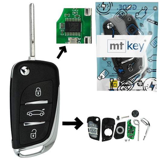 Funk Schlüssel Klappschlüssel 434MHZ FSK +Transponder ID46 PCF7941 +Rohling HU83 3 Tasten kompatibel mit Citroen C4 II 10-18 C-Elysee 13-18 DS4 11-18 Autoschlüssel